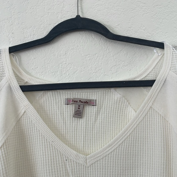 NWT Free People Santa Clara Thermal Size Women's M Alabaster Long Sleeve V-Neck - Picture 7 of 8